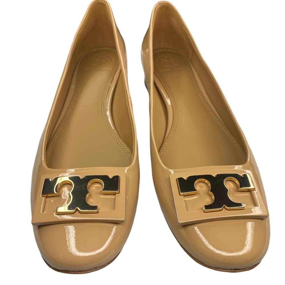 Tory Burch Nude Gigi Patent Logo 25mm Pumps Woman’s Size 7